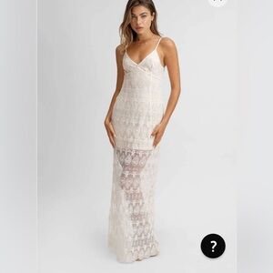 BlackBough Winona Lace Maxi Slip Dress in Beige/Cream